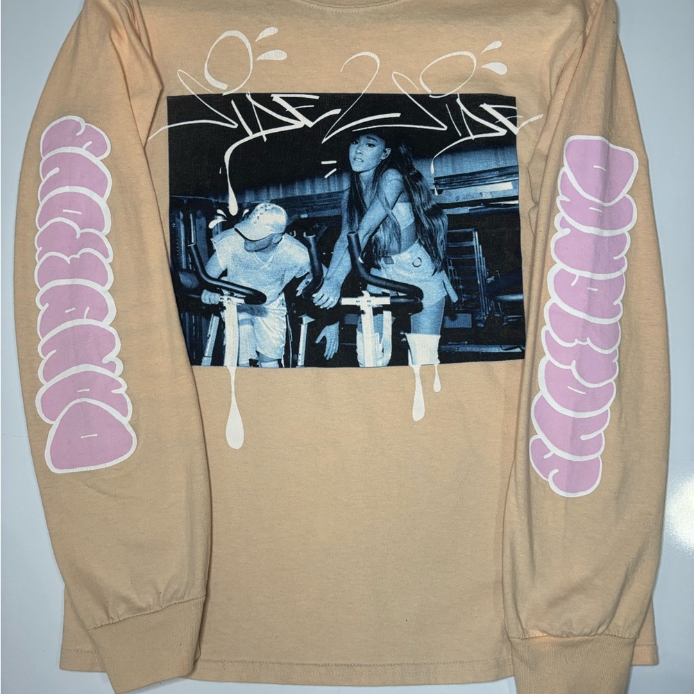 Ariana Grande Dangerous Women Tour Concert Tee Beige Long Sleeve Pink